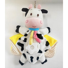 安抚巾婴儿可入口陪睡 婴儿毛绒玩具可啃咬安抚巾可入口自主睡眠宝宝豆豆标签哄睡神器 小牛灯芯绒