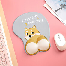 BUBM 硅胶护腕鼠标垫大号加厚PU防滑卡通可爱创意动漫手腕托笔记本电脑鼠标托腕滑鼠垫男生女生护手垫 卖萌狗狗