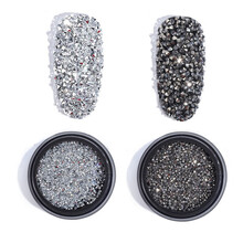 精沐网红复古朋克纽约风暴黑钻锆石碎钻小钻尖底黑银裸钻微钻美甲饰品矿银白矿灰黑碎钻粉 2罐微钻（矿银白+矿灰黑）