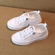 ゞゞ大牌儿童鞋2021女童5-14岁童鞋帆布鞋2021新款网面透气休闲板鞋男童小白鞋子 白色 26 内长约16.5cm