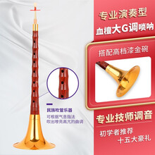 宏艺凤鸣专业血檀木唢呐D调小叶檀炫彩碗乐器全套专业成人演奏级乐器喇叭收藏级 专业版血檀大G调+十五大赠品