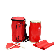 成人腰鼓14/15CM木质儿童安塞腰鼓头层牛皮秧歌老年腰鼓大人打击乐器 14CM头层木质腰鼓+鼓棒+背带+方巾+手套+4米