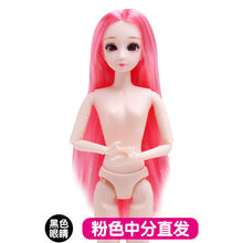 3D真眼芭比娃娃公主素体裸娃20关节蛋糕模型烘焙30厘米娃娃新款 3D粉红色直发中分(黑眼) 只是头部(没有身体)