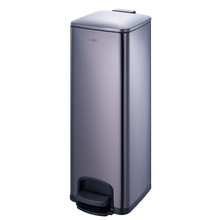 和畅（HC）家用30L40升厨房卫生间大号脚踩不锈钢长方形脚踏桶办公室大容量带盖缓降静音废纸篓垃圾桶 黑金 23L新款