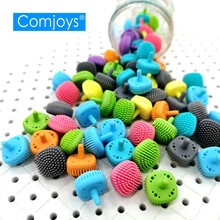 食品级硅胶蘑菇钉毛毛点拼图配件男女孩儿童早教益智玩具安全无毒可搭配巧思椅巧思板使用 红橙黄青色