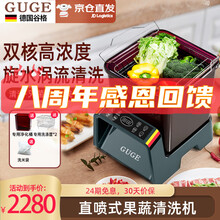 【等离子消毒+旋转清洗】德国Guge洗菜机家用全自动多功能去农残果蔬餐具消菌谷格果蔬清洗机食材净化机 墨绿色