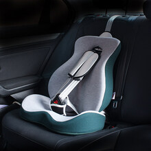 迪士尼儿童安全座椅汽车用简易折叠便携式车载9月-12岁宝宝婴儿绑带 绿色-五点式+可拆卸坐垫腰靠