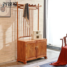 万锦福红木家具非洲花梨（学名：刺猬紫檀）卧室落地新中式衣帽架带柜子 实木大衣架 挂衣帽 衣帽架子 高箱衣帽架90*42*176cm