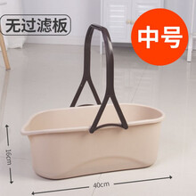 加厚洗胶棉拖把桶长方形家用塑料大号储水手提清洗平板拖布桶 中号-单桶（卡其色）