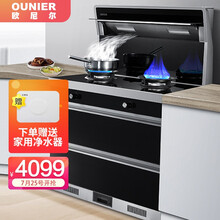 欧尼尔（OUNIER）集成灶一体灶带保洁柜下排侧吸式家商用环保灶自动清洗油烟机燃气灶LX19-B-12T