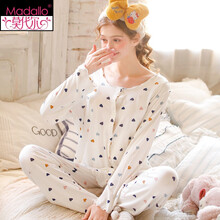 莫代尔高档品牌月子服夏产妇产后哺乳睡衣孕妇大码薄款家居服套装夏天穿凉快品质量好 WM530C彩色爱心 S