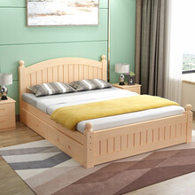 风策 床 实木床 双人床 简易床 单人床 卧室组合床 1.8米1.5米1.2米松木床现代实木家具 (全新升级)全实木无漆 1000mm*2000mm
