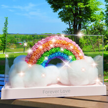 520生日礼物 永生花 独角兽 玫瑰花熊礼盒 超仙送女友老婆闺蜜情人节 幸运彩虹亚克力装 (许愿灯)