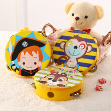 宝宝大号木质沙锤玩具手摇铃婴幼儿益智锻炼视听彩色早教玩具沙锤 【铃铛手拍鼓1个】颜色随机