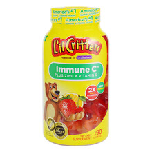 小熊糖L’ilCritters丽贵儿童复合维生素C补钙补锌搭配VD鱼油DHA软糖 美国进口 维生素C+锌软糖 190粒 2岁以上