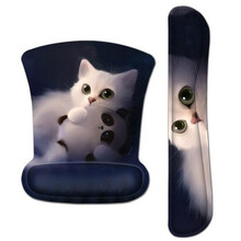 鼠标垫护腕女生可爱手腕垫护腕托键盘拖男鼠标手腕垫机械键盘托小米色 猫咪(鼠标垫+键盘托)