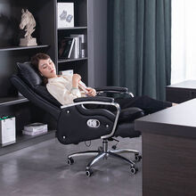 达洛优真皮老板椅子商务可躺按摩办公椅大班椅舒适久坐家用电脑桌椅 柔软呼吸皮+搁脚+按摩颜色备注 铝合金脚