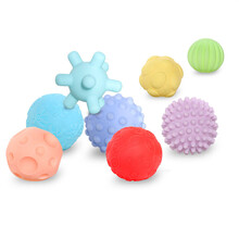 抚触球新生儿 抚摸球辅助球婴儿感触球 新生的儿抚触身体按摩球抚触球儿童小球 手抓球8件套 (收藏送收纳盒)