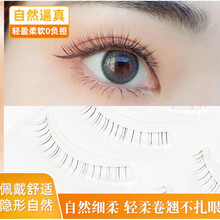 乐哉美妆 假睫毛自然款稻草人假睫毛W-27下睫毛 女透明梗自然仿真短款磨尖分段式