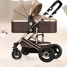 高景观婴儿推车可坐可躺轻便折叠双向减震新生儿童宝宝推车TX. 藏蓝.豪华版四轮橡胶