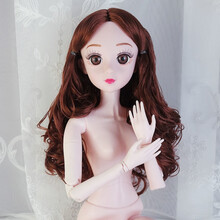 60厘米超大芭比娃娃素体裸娃会唱歌会说话的女孩公主单个洋娃娃 棕色卷发 娃娃头-不带身体-不带配饰