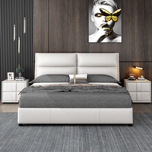 泽恩斯曼 床 真皮床双人床北欧轻奢床现代简约两米大床榻榻米软床主卧储物网红床婚床 真皮单床 科技布颜色尺寸等定制联系客服
