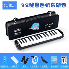 口风琴37键32键初学者小学生用专业演奏级口吹琴吹管乐器幼儿童女 【32键帆布硬包】黑色|两套吹管组(多送一套)