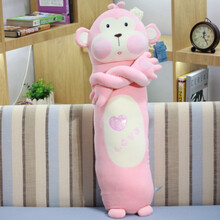 婴儿排气抱枕缓解肠绞痛宝宝飞机抱趴枕趴着睡神器防胀气安抚抱枕睡觉神器 粉色呆呆猴 70厘米