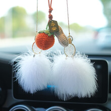 捷频汽车挂件车内吊饰好事发生手工编织柿子花生平安车载后视镜挂饰 好事发生墨绿平安挂件+唯美羽毛