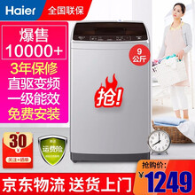Haier/海尔波轮洗衣机全自动小神童6.5kg/8/9公斤大神童小型家用节能自清洁洗脱一体漂甩合一 9公斤直驱变频云丹系列