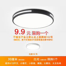 LED吸顶灯 卧室客厅灯简约现代大气超薄圆黑色北欧餐厅阳台过道灯 30厘米18WA白光LED(限1个)