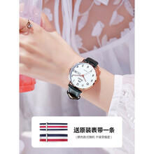 迪士尼官·网方旗舰同款手表女生简约气质学生初高中女孩儿童ins风小众机械电子女表 黑色皮带-高配版【夜光+星期日历+送表带】