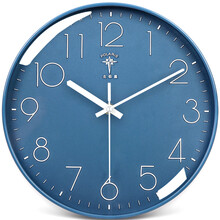 钟表挂钟客厅轻奢简约时钟挂墙家用时尚挂表石英钟挂式LGDZ 圆形立体款-纯蓝【粘钩+钉钩】 12英寸(直径30.5厘米)