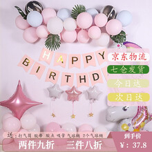 菲爱 生日装饰生日布置派对聚会婴儿宝宝百天周岁女友生日粉色马卡龙主题气球套装 独角兽