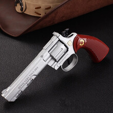 8090后怀旧全金属野牛网红款左轮手史密斯炮砸纸炮子抢左轮抢信号火柴抢砸纸圈配件 经典道具枪不可发射 收藏级史密斯款-银色 附送约720响