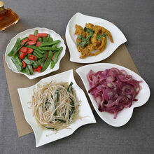 员创纯白陶瓷菜盘子商用餐厅酒店盘创意家用不规则微波炉盘子套装组合 9贝壳9三角闪电8转角10心形