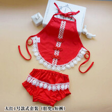 红肚兜婴儿 夏季女宝宝肚兜护肚脐围新生婴儿童薄款唐装中国风大红色兜兜 大红1号款式(套装) 小码(肚兜长约27CM)