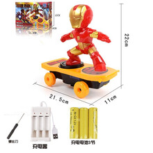 栩傲宏 抖音电动特技车蜘蛛侠滑板车翻滚不倒大款奥特曼复仇者联盟儿童玩具 钢铁侠滑板车高配 充电电池充电器