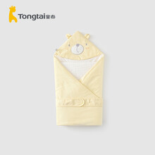 童泰秋冬季新生婴儿纯棉床品用品宝宝外出防风夹棉抱被抱毯 黄色 100*100cm