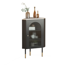 转角柜墙角柜大理石轻奢三角柜客厅家用墙角柜现代简约转角柜拐角储 锐衡 黑色 整装
