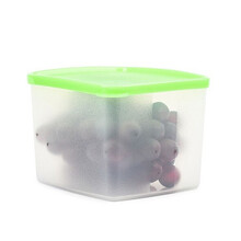 保鲜盒800ml冰箱冷藏小号方形透明塑料杂粮水果密封盒4件套 800ML-透明绿(单件)