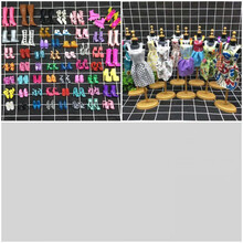 芭比娃娃鞋子套装包衣服配饰婚纱裙儿童玩具公主洋娃娃女孩水晶鞋 20双鞋子+8件衣服+溜冰鞋