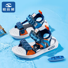 哈比熊童鞋女童凉鞋夏季儿童公主凉鞋露趾沙滩鞋AU7319 深蓝34码