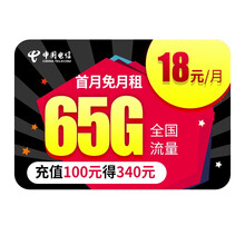 中国电信 流量卡不限速电信手机卡电话卡纯流量上网卡大王卡无限流量号码卡4g5g全国通用TJ 艾琳卡