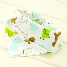 尚莱优品（SLYP）婴儿纯棉口水巾宝宝双层按扣三角巾新生儿围嘴围巾柔软舒适透气好 小恐龙三条装