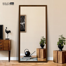 伯仑全身镜穿衣镜试衣镜落地立体镜子家用服装店大镜子挂墙壁挂可定制显瘦镜 【防爆】深胡桃木 壁挂65*170cm