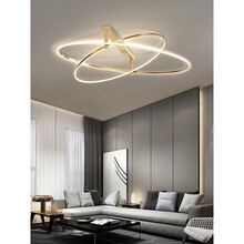 费斯（FEISS）2021设计新款客厅吸顶灯现代简约LED吸顶灯书房卧室灯 金色交叉椭圆90cm（无极调光） LED光源