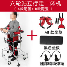 成人学步车助行器辅助行走老人中风偏瘫康复训练器材站立架 红色六轮一体机A/B款