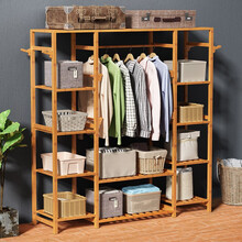 安尔雅  挂衣柜楠竹简约现代经济型组装衣柜卧室省空间简易衣柜单人 大容量无布套原木色特大款