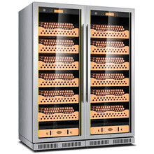 茄龙（CIGARLOONG）CL-168CT2组合双门雪茄柜智能恒温恒湿西班牙雪松木层架不锈钢 雪松木裸养款拉丝银